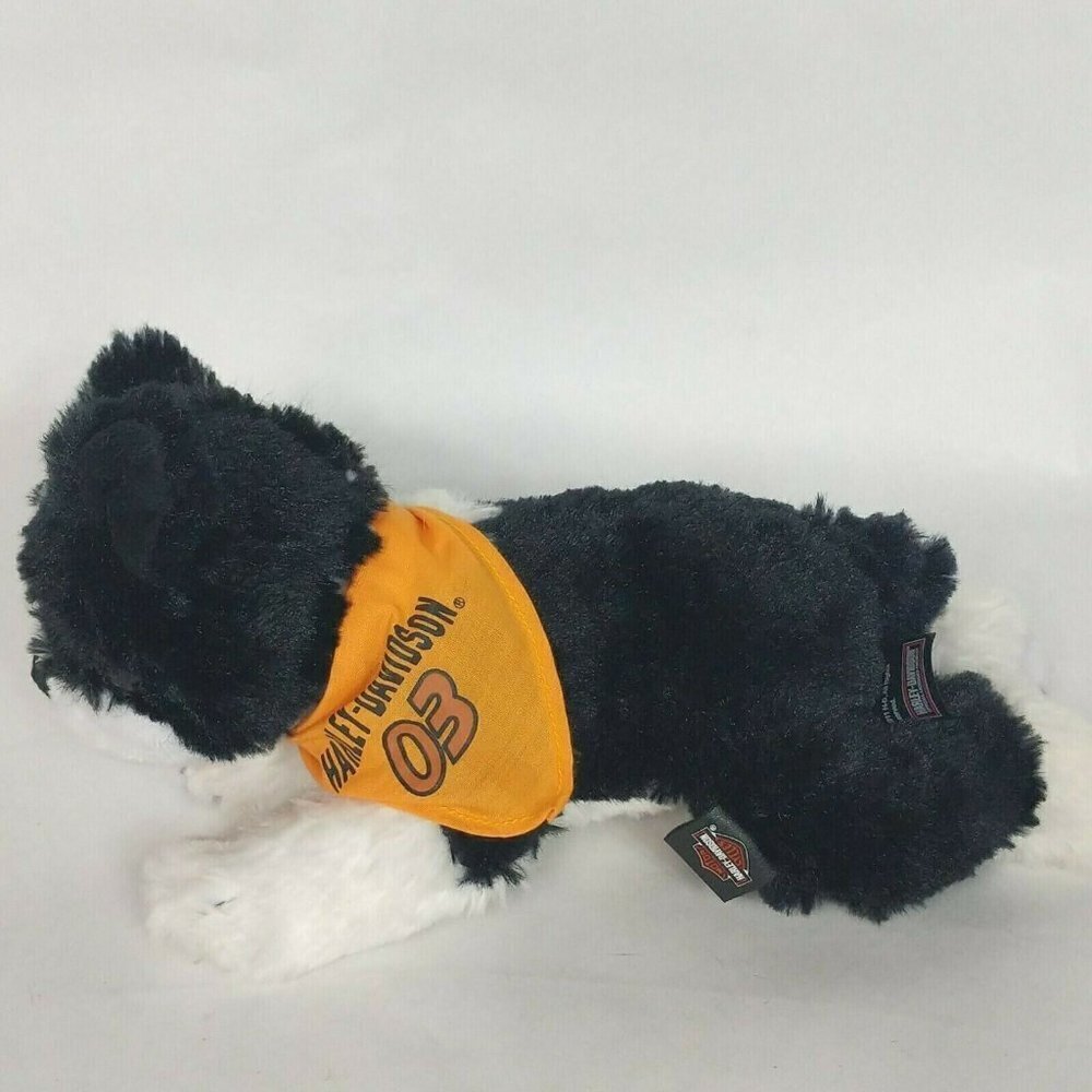 Harley Davidson Dog Plush Motorcycle Black White 11 Inch
